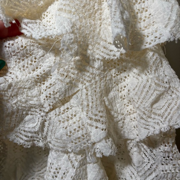 *Sold* Free People Ivory Lace Ruffled Buttoned Tunic Blouse with Tiered Design - Picture 9 of 10